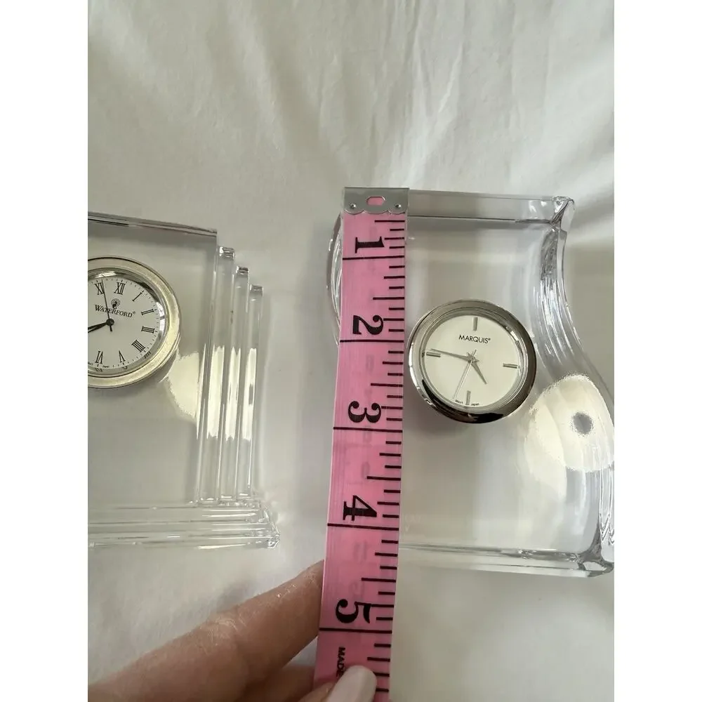 Waterford & Marquis | Set Of 2 Small Crystal Desk Clocks | Collectible